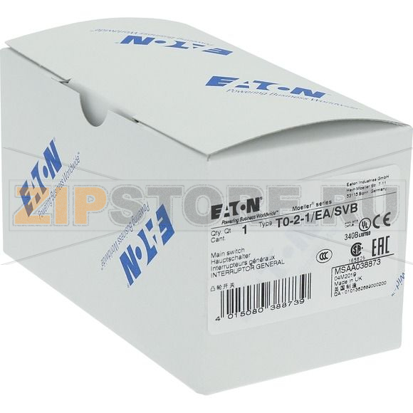 Выключатели главные, T0, 20 A, 2 модуль, 3-полюсн Eaton T0-2-1/EA/SVB 