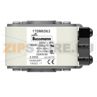 Предохранитель, 900 A, AC 690 В, 200 кА, size 3, 76x92x53 мм, aR, IEC UL Eaton FUSE 900A 690V 