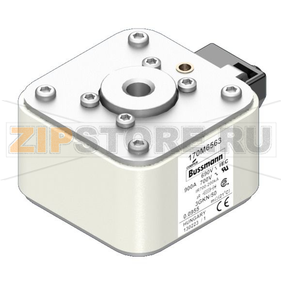 Предохранитель, 900 A, AC 690 В, 200 кА, size 3, 76x92x53 мм, aR, IEC UL Eaton FUSE 900A 690V 