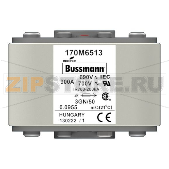 Предохранитель, 900 A, AC 690 В, 200 кА, size 3, 76x92x53 мм, aR, IEC UL Eaton FUSE 900A 690V 