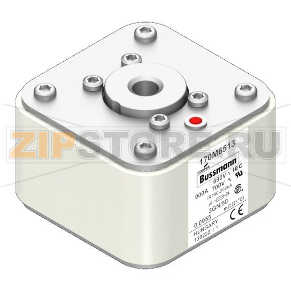 Предохранитель, 900 A, AC 690 В, 200 кА, size 3, 76x92x53 мм, aR, IEC UL Eaton FUSE 900A 690V 