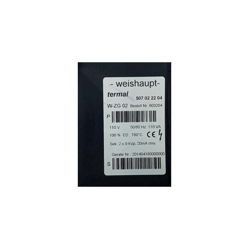 Трансформатор розжига 9 кВ, 20 мА, 110 В Weishaupt W-ZG 02 