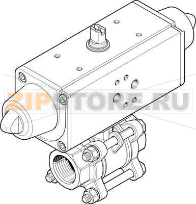 Кран шаровой с приводом Festo VZBA-3/8&quot;-GG-63-T-22-F0304-V4V4T-PS15-R-90-4-C 