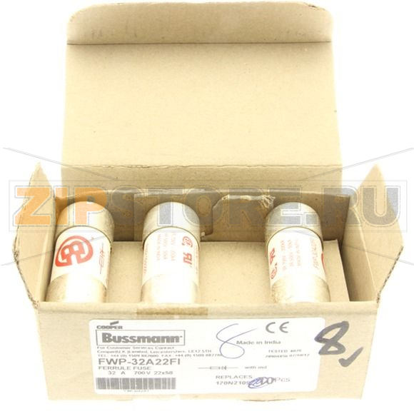 Предохранитель, 32 A, AC 700 В, 200 кА, 22x58 мм, aR, UL Eaton 32A 690V 22X58 INDICATED 22x58MM 