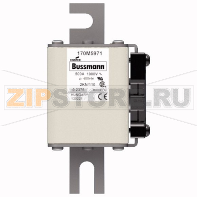 Предохранитель, 500 A, AC 1000 В, 150 кА, DIN 2, 59x77x138 мм, aR, DIN, IEC Eaton FUSE 500A 100 