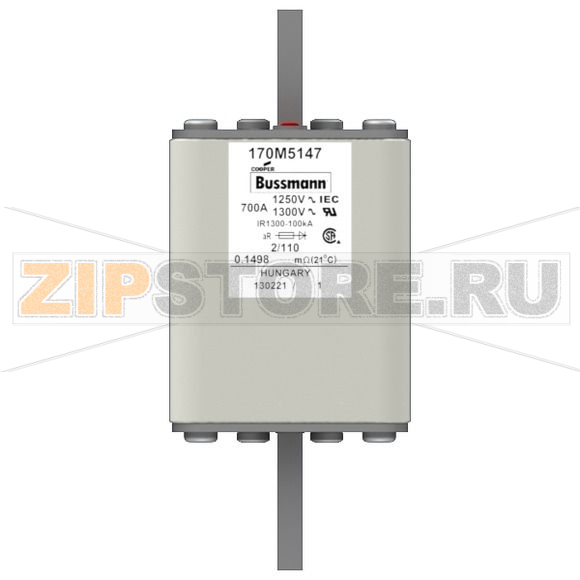Предохранитель, 700 A, AC 1250 В, 100 кА, size 2, 61x75x138 мм, aR, DIN, IEC Eaton FUSE 700A 12 