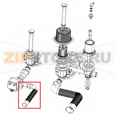 Tubo scarico ø 19 90° 2000 ps + curva Silanos S 021      Tubo scarico ø 19 90° 2000 ps + curva Silanos S 021Запчасть на сборочном чертеже под номером: 19Название запчасти на итальянском языке: Tubo scarico ø 19 90° 2000 ps + curva Silanos S 021