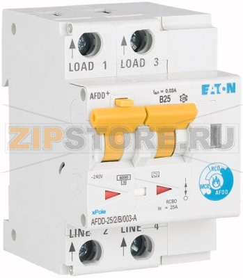 Устройство защиты от дуги, КЗ, токов утечки и перегрузки Eaton AFDD-25/2/B/003-A 