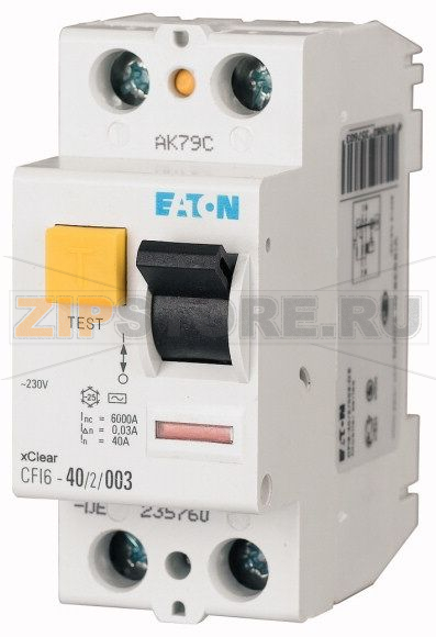 Устройство защитного отключения (УЗО), 40A, полюса, 300 мА, тип A Eaton CFI6-40/2/03-A-DE 