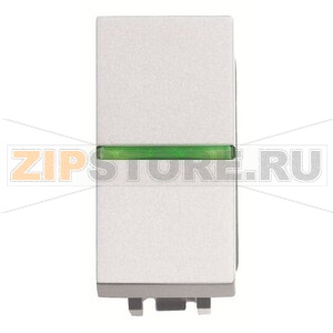 Механизм одноклавишного однополюсного выключателя с клавишей и контрольной подсветкой, одномодульный, альпийский белый ABB 2CLA210150N1101 