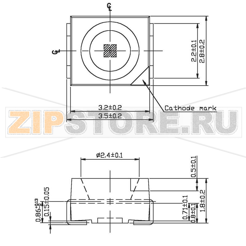 Светодиод, SMD, PLCC2, белый, 900 мкд, 120°, 20 мА, 3.5 В Everlight Opto 