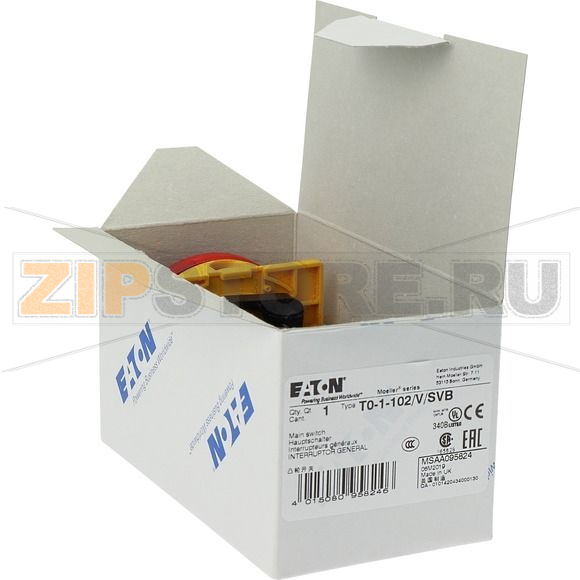 Выключатели главные, T0, 20 A, 1 модуль, 2-полюсн Eaton T0-1-102/V/SVB 