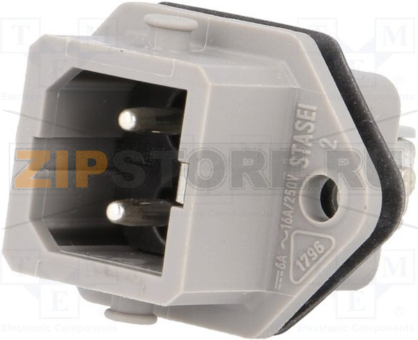 Разъем питания прямоугольный 16 A, 250 В/AC/DC, 2P, серый Hirschmann 930622106 