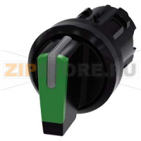 АКТУАТОР ПОВОРОТНОГО ПЕРЕКЛЮЧАТЕЛЯ С ВОЗМОЖНОСТЬЮ ПОДСВЕТКИ, 22MM, КРУГЛ., ПЛАСТИК, РУКОЯТКА КОРОТКАЯ ЧЁРНАЯ С ЗЕЛЁНОЙ ВСТАВКОЙ, 3 КОММУТАЦИОННЫХ ПОЛОЖЕНИЯ: I-O-II, С ФИКСАЦИЕЙ, УГОЛ ПОВОРОТА РУКОЯТКИ 2X45 ГРАД.: 10:30Ч./12Ч./13:30Ч., С ГРАВИРОВКОЙ ЛАЗЕРО