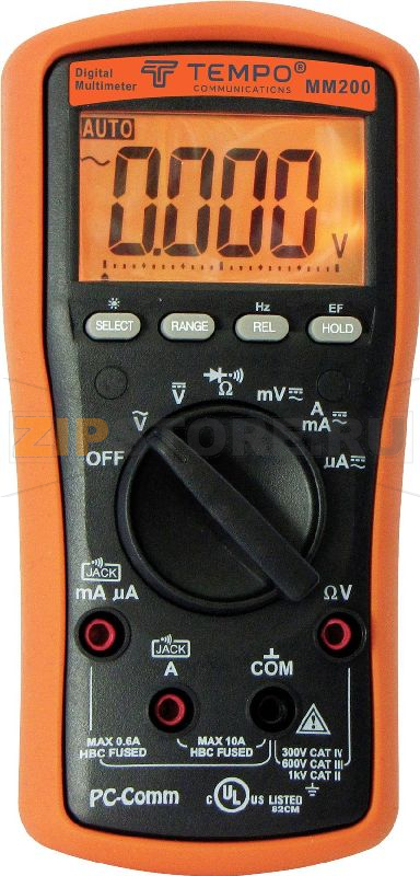 Мультиметр цифровой, CAT IV 300 В, 6000 точек Tempo Communications MM200 