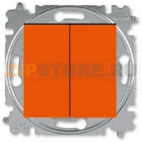 Выключатель двухклавишный, оранжевый/дымчатый чёрный ABB 2CHH590545A6066