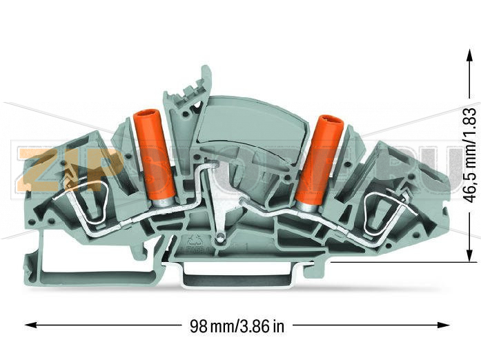 2-conductor through terminal block; 6 mm; with touch-proof test sockets; for 4 mm O test plugs; side and center marking; for DIN-rail 35 x 15 and 35 x 7.5; CAGE CLAMP®; 6,00 mm; gray Wago 282-841 
