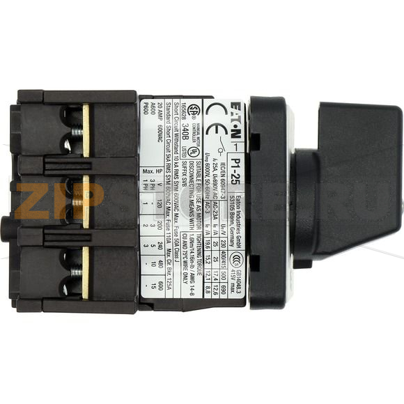 Переключатель вкл/выкл, P1, 25 A, монтаж, 3-полюсн Eaton P1-25/E 