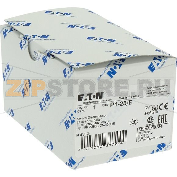 Переключатель вкл/выкл, P1, 25 A, монтаж, 3-полюсн Eaton P1-25/E 