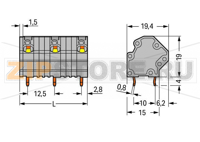 Клемма на печатную плату; 4 mm; Шаг контактов 12,5 мм; 2-пол.; CAGE CLAMP®; 4,00 mm; серые Wago 745-3252 Клеммные колодки с соединением CAGE CLAMP®, монтаж проводников при помощи отверткиТакже доступны с аттестацией Ex eТакже возможна экономия места путем размещения 2 клеммных колодок друг за другомИндивидуальные сочетания цветовДвойные выводы по пайку для высокого уровня механической стабильностиИнтегрированный диагностический отвод...