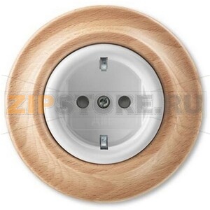 Розетка с заземлением 16 А, белый фарфор/натуральное дерево бук ABB 2CHK203459C4050 