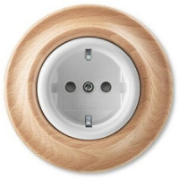 Розетка с заземлением 16 А, белый фарфор/натуральное дерево бук ABB 2CHK203459C4050