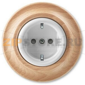 Розетка с заземлением 16 А, белый фарфор/натуральное дерево бук ABB 2CHK203459C4050 