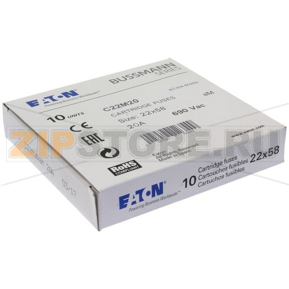 Предохранитель, 20 A, AC 690 В, 80 кА, 22x58 мм, aM, IEC Eaton CYLINDRICAL FUSE 22x58 20A AM 69 