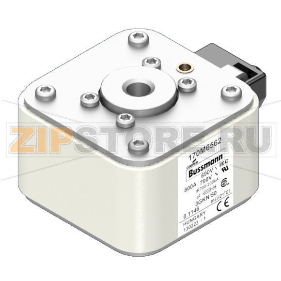 Предохранитель, 800 A, AC 690 В, 200 кА, size 3, 76x92x53 мм, aR, IEC UL Eaton FUSE 800A 690V 