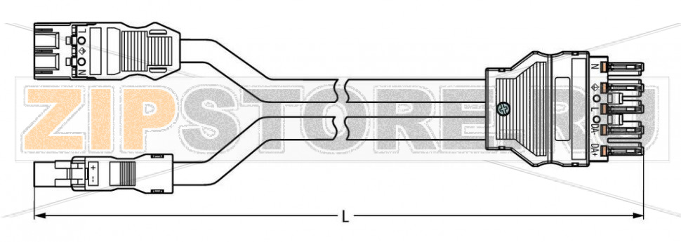 pre-assembled Y-cable; Eca; 2 x plug/socket; 3-pole + 2-pole/5-pole; Cod. A/I; H05Z1Z1-F 3G 2.5 mm; H05Z1Z1-F 2 x 1,50 mm; 0.5 m; 2,50 mm; black/blue Wago 771-5001/183-000 Protected against mismating and maintenance-free...