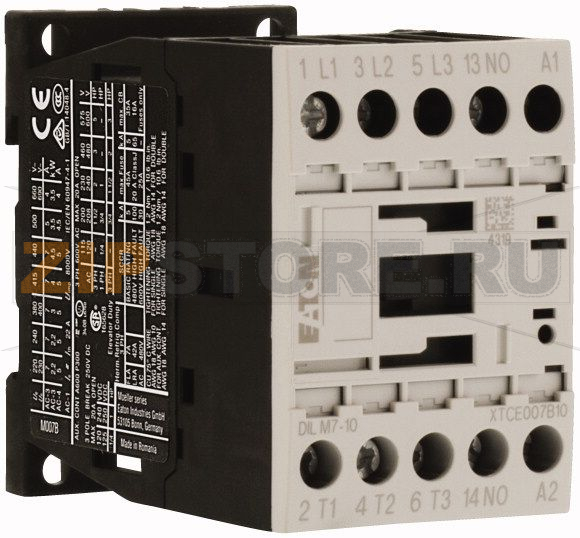 Контактор 7 А, 220В (АС), 1 НО доп. контакт, категория AC-3, AC-4 Eaton DILM7-10(220V50HZ, 240V60HZ) 