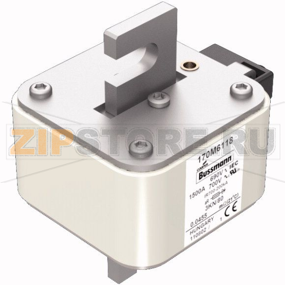 Предохранитель, 1500 A, AC 690 В, 200 кА, 3, 76x92x109 мм, aR, DIN, IEC Eaton UR FUSE 1500A 690 