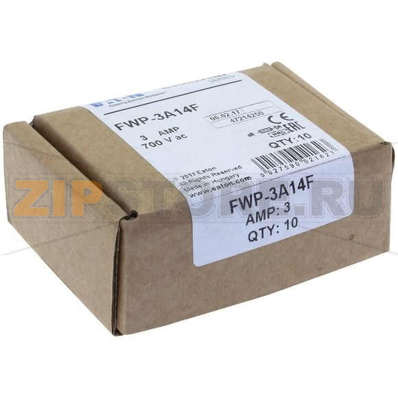 Предохранитель, 3 A, AC 700 В, 200 кА, 14x51 мм, aR, UL Eaton 700V 3AMP S/COND FERRULE 14x50 MM 