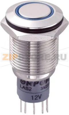 Кнопка антивандальная 250 В/AC, 3 А, 1 x вкл/вкл, с фиксацией, IP67, 1 шт TRU Components LAS2GQF-11ZE/B/12V/N/P 