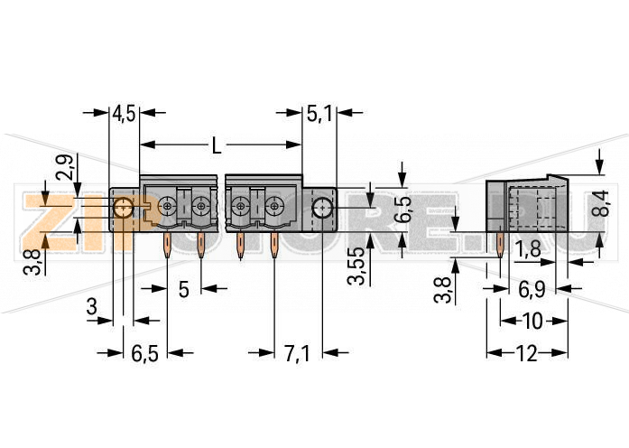 20018 Вилка THT; 1.0 x 1.0 mm solder pin; угловые; зажимное кольцо; Шаг контактов 5 мм; 14-пол.; серые Wago 231-444/040-000 Исполнение с выводами под запрессовку обеспечивает крепление к печатной плате без пайки100% защита от неправильного подсоединенияВозможны варианты кодировки...