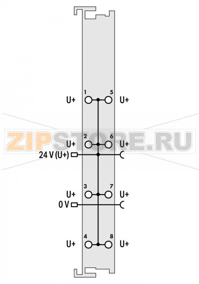 Распределение потенциалов; 8-канальный, 24 В; светло-серые Wago 750-603 