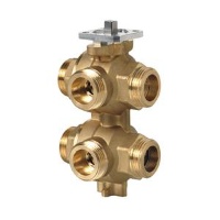 VWG41.20-0.4-1.6 - 6-ходовой регулирующий шаровой клапан, наружная резьба, PN16, DN20, kvs левый0.4, kvs правый 1.6 Siemens VWG41.20-0.4-1.6