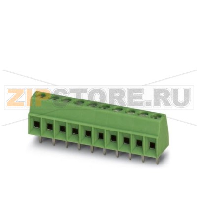 Клеммы для печатного монтажа Phoenix Contact MKDS 1/ 4-3,5 Номинальный ток: 13,5 А, Номинальное напряжение: 200 В, Размер шага: 3,5 мм, Полюсов: 4, Тип подключения: Винтовые зажимы, Монтаж: пайка, Направление подключения, проводник / печатная плата: 0 °, Цвет: зеленый.Минимальный заказ: 50 шт.Упаковка: 50 шт.