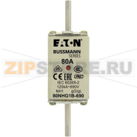 Предохранитель, 80 A, AC 690 В, 120 кА, NH1, gL/gG, IEC Eaton NH FUSE 80A 690V gG SIZE 1