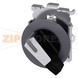 АКТУАТОР ПОВОРОТНОГО ПЕРЕКЛЮЧАТЕЛЯ С ВОЗМОЖНОСТЬЮ ПОДСВЕТКИ, 30MM, КРУГЛ., МЕТАЛЛ МАТОВЫЙ, РУКОЯТКА ДЛИННАЯ ЧЁРНАЯ С БЕЛОЙ ВСТАВКОЙ, ПЛОСКОЕ ФРОНТАЛЬНОЕ КОЛЬЦО, 2 КОММУТАЦИОННЫХ ПОЛОЖЕНИЯ: O-I, С ФИКСАЦИЕЙ, УГОЛ ПОВОРОТА РУКОЯТКИ 90 ГРАД. : 10:30Ч./13:30Ч 
