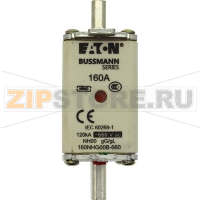 Предохранитель, 160 A, AC 660 В, 50 кА, NH00, gL/gG, IEC Eaton NH FUSE 160A 660V GL/GG SIZE 00 DUAL 