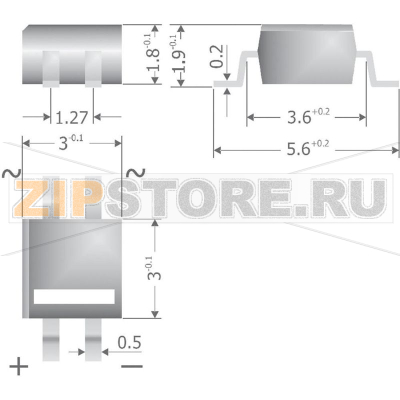 Мост диодный 0.5 А, 80 В, кремниевый, однофазный, корпус: MicroDIL Diotec MYS40 