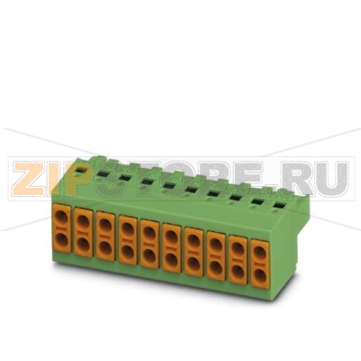 Вилочная часть Phoenix Contact TVFKCL 1,5/ 2-ST Номинальный ток: 10 А, Расчетное напряжение (III/2): 320 В, Полюсов: 2, Размер шага: 5 мм, Технология подключения: Пружинные зажимы, Цвет: зеленый, Поверхность контакта: олово.Минимальный заказ: 50 шт.Упаковка: 50 шт.