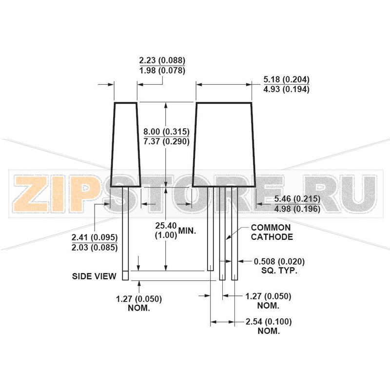 Светодиод 2.1 мкд, 2.6 мкд, красный, зеленый, 2x5 мм, 100°, 20 мА Avago Technologies HLMP-0800 