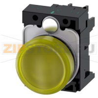 СВЕТОВОЙ ИНДИКАТОР, 22MM, КРУГЛЫЙ, ПЛАСТИК, ЖЁЛТЫЙ МАТОВЫЙ РАССЕИВАТЕЛЬ, С ДЕРЖАТЕЛЕМ, МОДУЛЬ ПОДСВЕТКИ С ИНТЕГРИРОВАННЫМ СВЕТОДИОДОМ 24V AC/DC, ВИНТОВЫЕ КЛЕММЫ Siemens 3SU1102-6AA30-1AA0