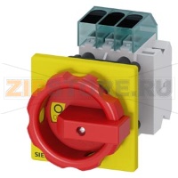 Главный выключатель 3-пол., Iu 16A рабоч.коммутация при AC-23 A при 400В 7,5кВт фронт уст. базовая устан. с центр.отверст. 22,5мм поворот.ручка красный/желтый 66 x66мм с доп. конт. 1NO+1NC Siemens 3LD3054-1TK53