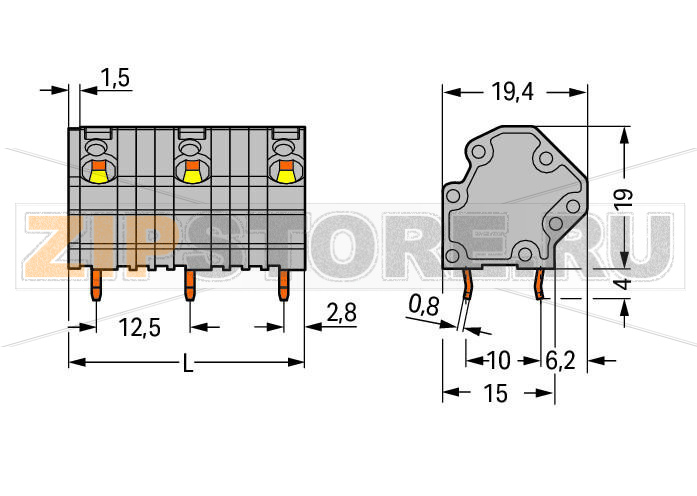 Клемма на печатную плату; 4 mm; Шаг контактов 12,5 мм; 3-пол.; CAGE CLAMP®; 4,00 mm; серые Wago 745-3253 Клеммные колодки с соединением CAGE CLAMP®, монтаж проводников при помощи отверткиТакже доступны с аттестацией Ex eТакже возможна экономия места путем размещения 2 клеммных колодок друг за другомИндивидуальные сочетания цветовДвойные выводы по пайку для высокого уровня механической стабильностиИнтегрированный диагностический отвод...
