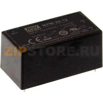 Блок питания AC/DC на печатную плату, 12 В/DC, 1.8 А, 21.6 Вт Mean Well MPM-20-12 