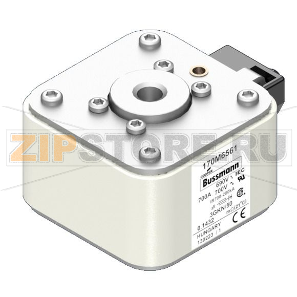 Предохранитель, 700 A, AC 690 В, 200 кА, size 3, 76x92x53 мм, aR, IEC UL Eaton FUSE 700A 690V 