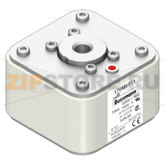 Предохранитель, 700 A, AC 690 В, 200 кА, size 3, 76x92x53 мм, aR, IEC UL Eaton FUSE 700A 690V 